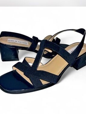 🌟VINTAGE Croft & Barrow Sally Black Strappy Block Heel Sandals 9M • UNWORN